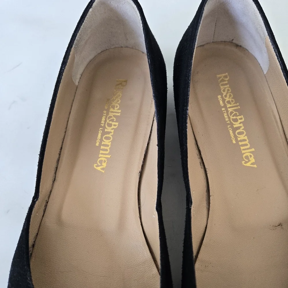 Russell & Bromley Black Suede‎ Leather Low Heel Flats Made in Italy size 38 or 8 - Picture 8 of 16